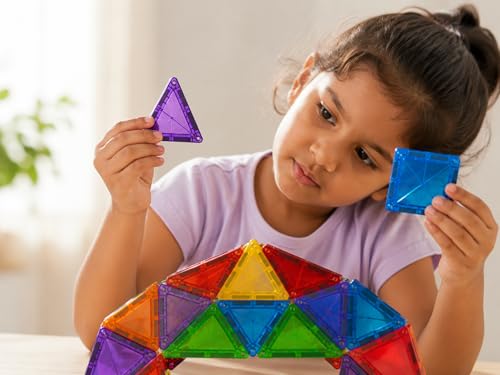 Image of Diamond Glass Tile Magnetic Building Blocks for Kids STEM (26 tiles) | Shinny Magnetic Pixelated Cube Construction Toy | Creative Learning Block Set for Boys & Girls Ages 3-10 | Birthday Gift