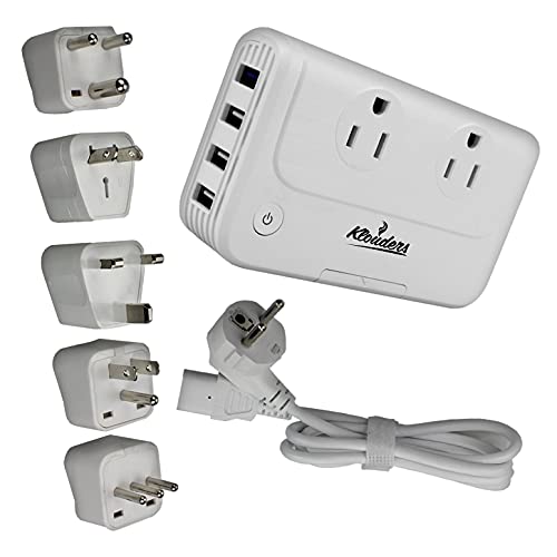 Klouders 2000-Watt Voltage Converter for International Travel Step Down 220v/240v to 110v/120v Universal Power Converter Adapter Combo w/ 4 Smart USB for More Than 150 Most commonly Visited Countries