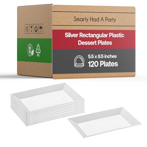 Elegant Disposable Rectangle Plastic Dessert Plates (120)