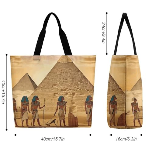 Ancient Egyptians Large Grocery Tote Bag Women Fashion Handbag Duty Reusable Shoulder Bag for Travel Vacation Shopping Beach Bags2