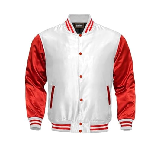Mens Vintage Satin Varsity Jacket, Letterman Satin Body And Sleeves Jacket, Mens Baseball College Jacket, Multicolor