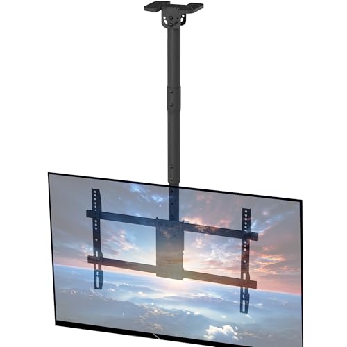 VIVO Ceiling Swivel TV Mount for 43 to 86 inch Screens, Telescoping Height Adjustment with 3ft Extension Pole, Fits Pitched/Vaulted Roof, Holds 132 lbs, Black, MOUNT-VC86-3