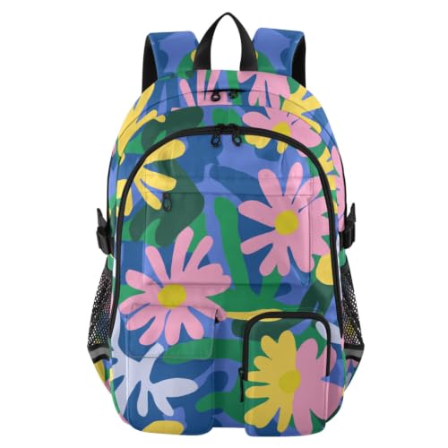 Mochila de viaje para laptop con estampado de flores y vivos colores para universidad y trabajo