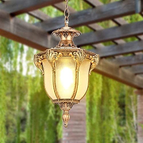 Lámpara retro para patio de metal bronce frotado con aceite y vidrio