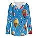 Womens Bodysuit Hot Air Balloon Sky Cartoon T Shirts Long Sleeve Hoodie V Neck Pullover Tops, 2026