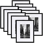 Giftgarden Black 8x10 Picture Frame Set of 10, Matted to 5x7 Picture with Mat or 8x10 Photo without Mat, Multi Frames for Gallery Wall Tabletop Display