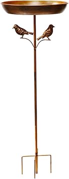 Bird Bath Outdoor Bird Bustol Garden Bird Bath Feeder Freestanding Iron Art Metal Art Bird Bath Tray Standing Water Container Water Supply Tub Garden Outdoor Outdoor Wild Bird Garden Ornament Vintage Yard Outdoor Garden Statue Lawn Decoration