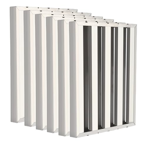 Range Hood Filters 19.5W x 23.5H Inch, 430 Stainless Steel 5 Grooves Commercial Hood Filter for Kitchen Exhaust Hoods, Pack of 6