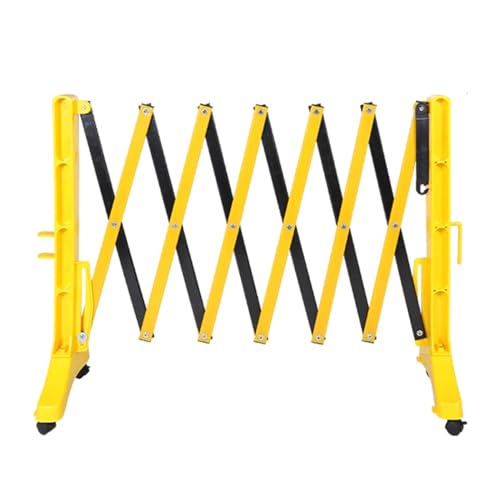 Puerta de barricada plegable expandible, puerta de seguridad de acordeón amarillo para uso industrial, escolar y almacén, puerta de tijera de tráfico conectable (95 x 350 cm), 1 pieza