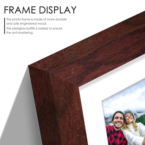Image of DUENPY 8x14 Collage Picture Frame 4x6 Collage Picture Frame Displays Three 4x6 inch Photos or 8x14 (Without Mat) for Available Horizontal Wall Mounting Display and Vertical Redwood