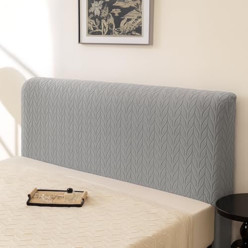 Image of HOMETHREADS Stretchable Lycra /Velvet Headboard Cover | Soft, Dust-Proof & Wrinkle-Resistant Bed Back Protector | Fits Leather, Wooden & Fabric Bedsides | for 3ft to 3.5ft Beds (Grey,90x65cm)