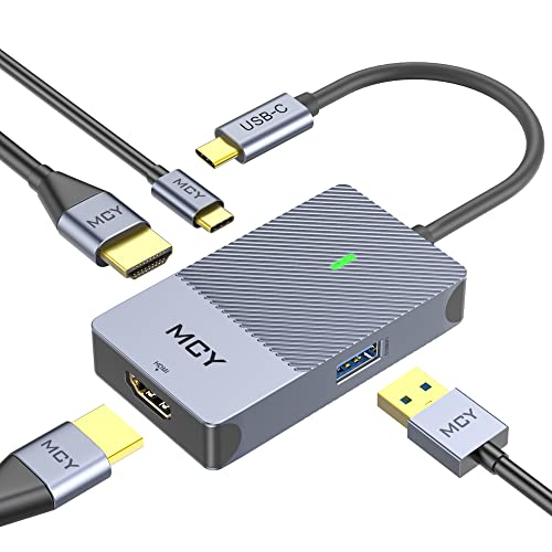 USB C to Dual HDMI Adapter Converter, MCY USB Type C Hub to Dual HDMI, 4 in 1 Thunderbolt 3 to HDMI with 2 HDMI 4K,USB 3.0 Port,Power Delivery Compatible with MacBook Lenovo, Dell and More