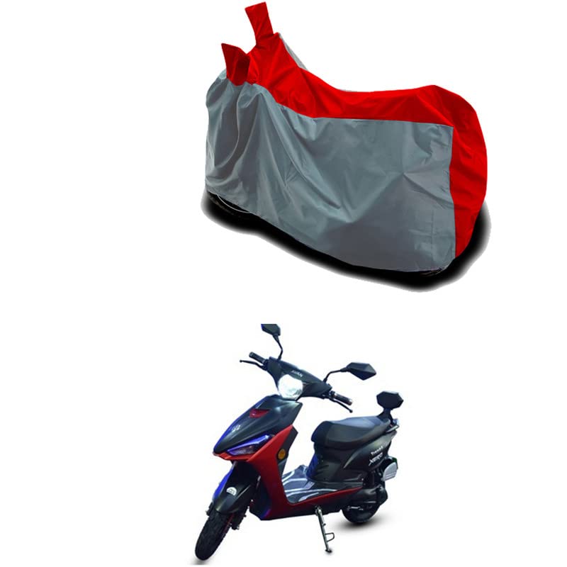 COVER MART-Bike/Scooty Cover Compatible for Avan Motors Trend E Water Resistance Dustproof UV Protection Indor Outdor Parking with All Varients Full Body (Gray and Red Color)