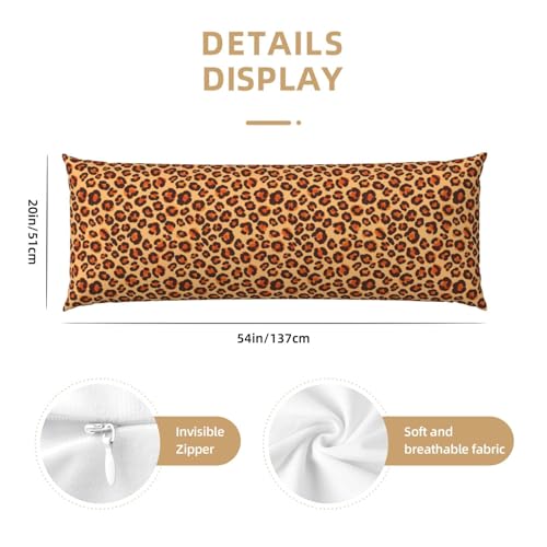 Taie d'oreiller coussin de corps housse lavable en machine léopard 51x137