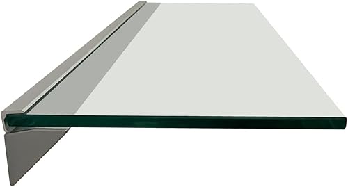 Miniatura 2 de Naiture - Estante de pared de vidrio para baño con soporte de aluminio, 35.4 x 7.9 x 0.31 pulgadas, transparente