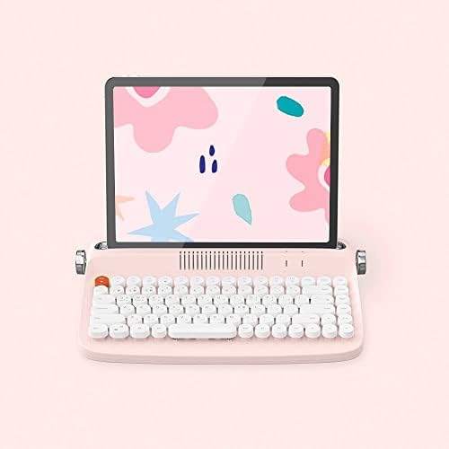 YUNZII ACTTO B303 Wireless Keyboard, Retro Bluetooth Typewriter Keyboard with Integrated Stand for Multi-Device (English, Baby Pink)