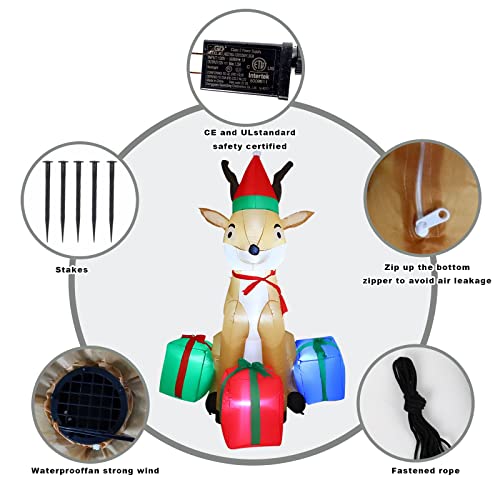Mortime 8 Ft Christmas Inflatable Reindeer With Gift Boxes, Blow Up Lighted Xmas Yard Decor With Led Lights For Christmas Outdoor Yard Party Shopping Mall Decorations (Reindeer) #TOP1