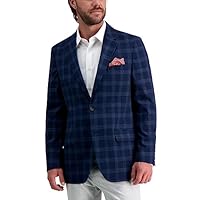 Haggar Men's JMH Premium Tailored Fit Subtle Print Stretch Sport Coat, Blue, 40