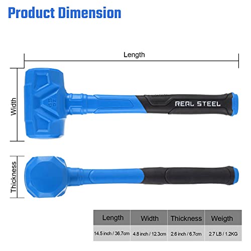 Real Steel Dead Blow Hammer With Carbon Steel Core Handle, Marring And Sparking Resistant, 45 Ounce (0318) #TOP4