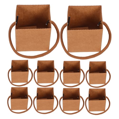 Sac en papier kraft vert Tofficu avec corde nylon pour emballage floral x50
