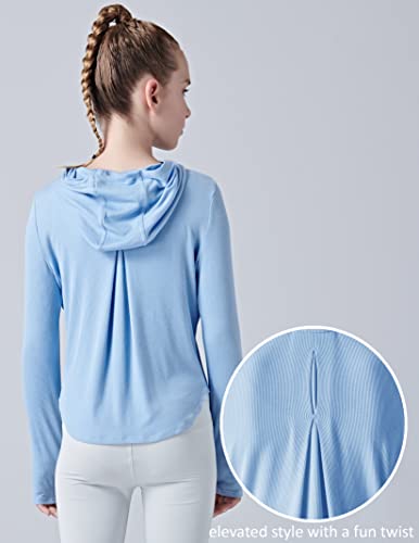 3 Pack Youth Girls Hoodies Long Sleeve Shirt Lightweight Dry Fit Athletic Pullover Tops with Thumbholes4