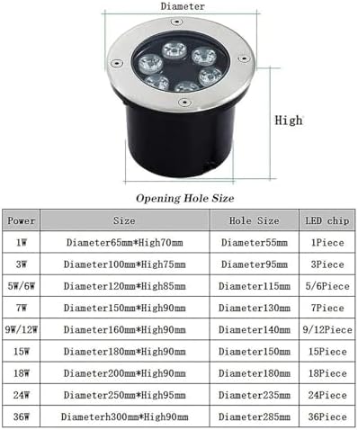 Submersible LED Fountain Light, 12V Waterproof Underwater Spotlight, IP68 Rated Lamp for Ponds, Pools, Gardens, Patios, and Pathways - 9W,White Light 6W
