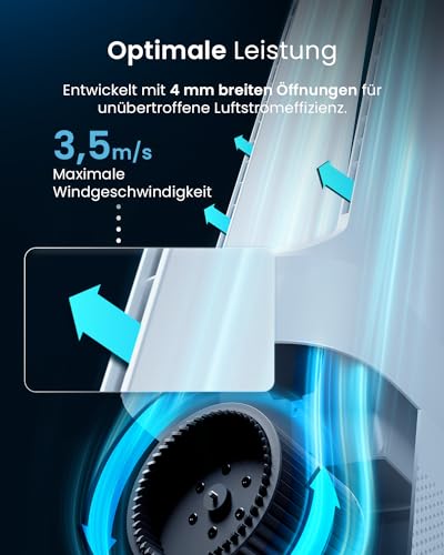 Pro Breeze OmniAir 105cm rotorloser Ventilator mit Luftreiniger - Ventilator oszillierend 75° - Fernbedienung, HEPA 13 Filter, LED Display, 10 Geschwindigkeiten - Turmventilator sehr leise, 5 Modi 6
