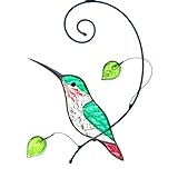 Hummingbird Stained Glass Art Decor – Handmade Glass Bird Sculpture, Nature Inspired Home Accent, Unique Gift for Bird Lovers