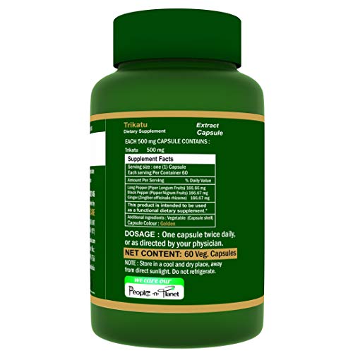 Herbo Natural Ayurvedic Trikatu Extract 500 Mg 60 Veg Capsules, Gmp Certified (Pack Of 5) #TOP1