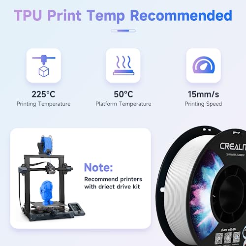 Image of Official Creality TPU Filament, Flexible 3D Printer Filament 1.75mm, 95A Shore High Hardness & Resilience, Dimensional Accuracy + /- 0.03 mm for Most FDM 3D Printers