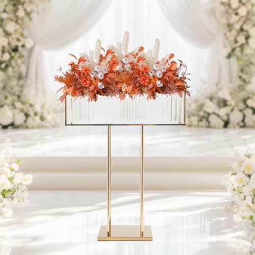 35.43 Inches Tall Crystal Wedding Flower Vase, Elegant Wedding Table Centerpiece Vase,Gold Crystal Flower Vase,Tall Floral Arrangement Stand for Wedding Party - Image 3