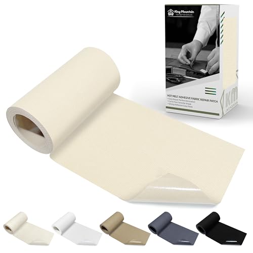 Image of KING MOUNTAIN Canvas Iron on Patch,3 inchx60 inch,Waterproof 100% Cotton Fabric Repair Patch,Used for Various Sofa,Tent,Clothes,Seats,Suitcases (Beige)