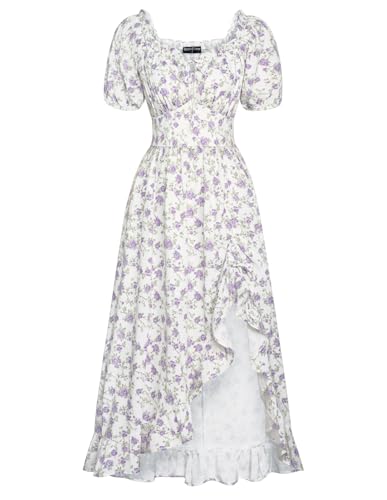 Cottagecore Floral Corset Dress 2026 Summer Sundress Off Shoulder Wedding Geust Dress Purple Floral S