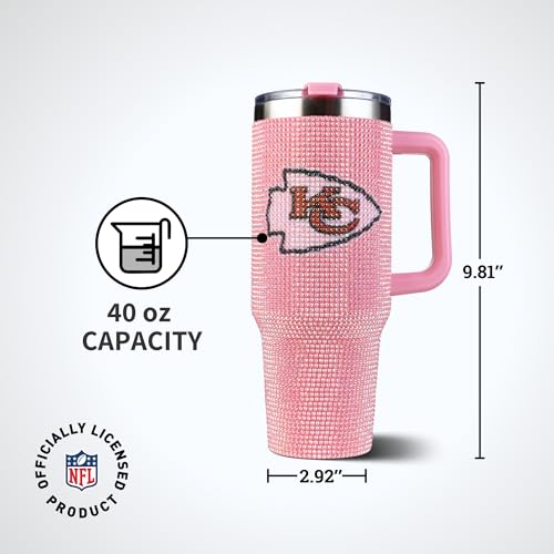 Image of The Memory Company Officially Licensed 40oz Pink Bling Game Day Tumbler, Kansas City Chiefs