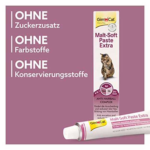 GimCat Malt-Soft Paste Extra - Anti-Hairball Katzensnack fördert Ausscheidung von Haarballen - 1 Tube (1 x 100 g)