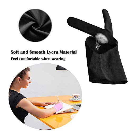 TuNan 6pcs/3 Sizes Artist Gloves for Drawing Tablets Two-Finger, Left or Right Hand, Small/Medium/Large Gloves for Graphics Tablet iPad Pro - Blue, Pink, Black, Purple, Red