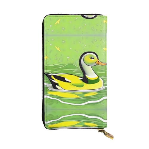 Portefeuille en cuir imprimé canard de qualité supérieure et long porte-cartes