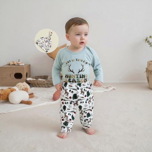 Baby Boy Hunting Clothes Retro Bodysuit Mallard Duck Deer Jogger Pants Hat Cute 3Pcs Newborn Coming Home Outfit Fall3
