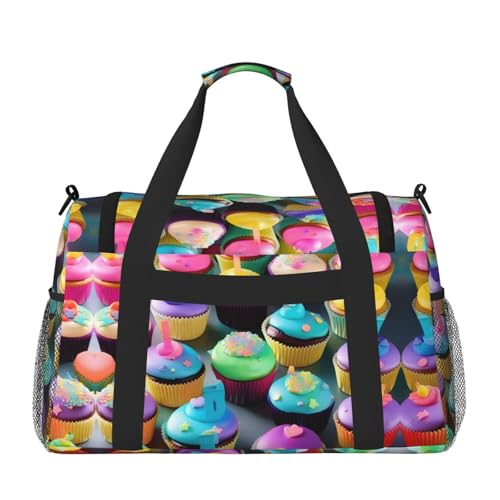 Colorful Happy Birthday Cupcakes print Personal Item Bag Large Duffel Bag Travel Bag Weekender Bag Gym Bag Tote Duffel bag2