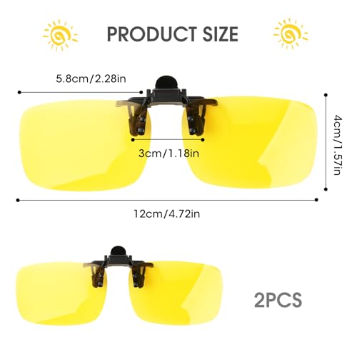 Image of Clip on Polarized Night Vision Driving Glasses Flip up Sunglasses UV-400 to Wear Over Glasses for Night Driving