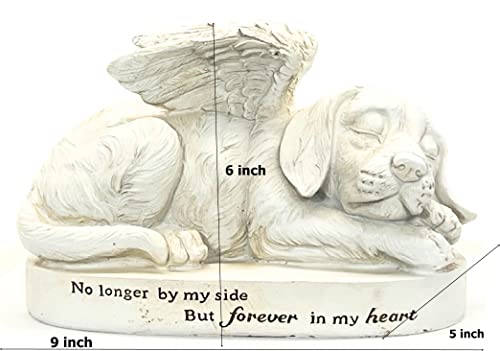 Bellaa Dog Statues 10 Inch Labrador Golden Retriever Puppy Outdoor Garden Angel Pet Memorial Monument Grave Marker Tribute Stone Finish Sculptures Home Decor #TOP3