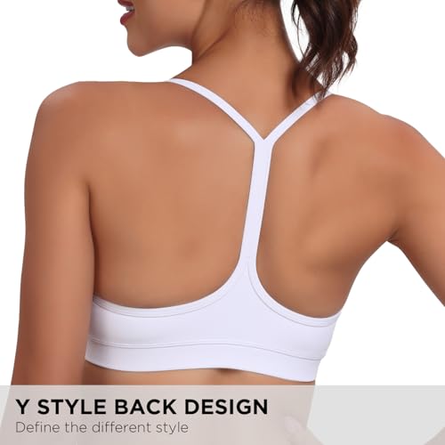 Image of Raxnode Women's 3-Pack Y-Back Sports Bra, Thin Spaghetti Strap Nylon Yoga Bra with Removable Cups, Light Support Bralettes