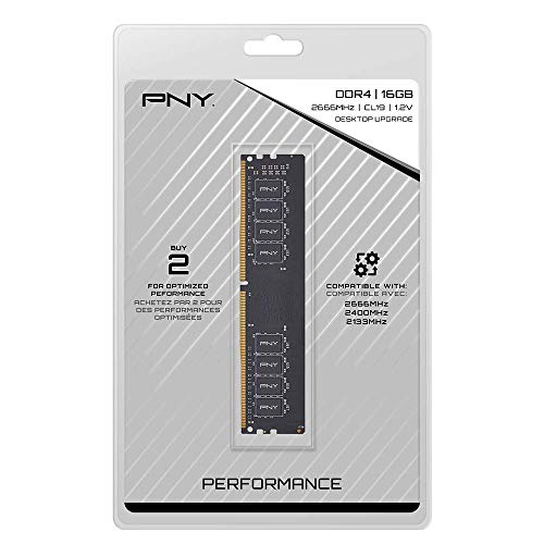 PNY 16GB Performance DDR4 2666MHz Desktop Memory RAM – (MD16GSD42666)