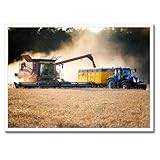  Poster dans un cadre noir Décoration murale 70 x 50 cm Harvest Combine Tracteur N° H7817M_RBPL1G
