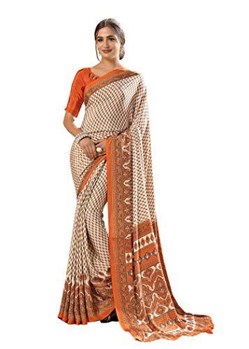 Image of Jaanvi fashion Women's Crepe Silk Saree with Unstitched Blouse Piece | Soft Lightweight Traditional Ethnic Wear Saree for Party, Wedding, Festival