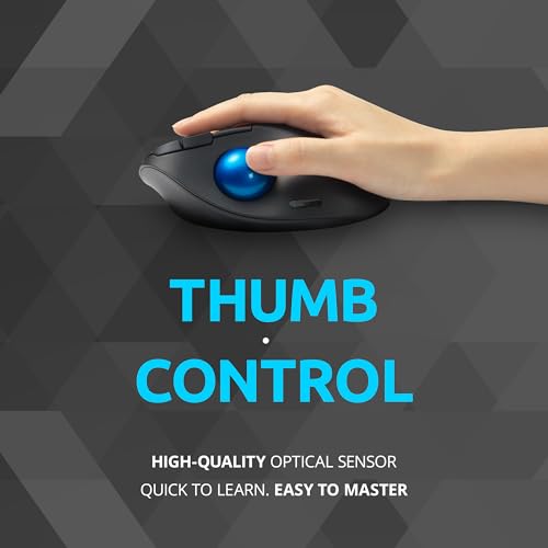 Image of Kensington TB450 Wireless Trackball Mouse, Bluetooth LE & 2.4GHz Connection, 4 DPI Options, Connect up to 3 Devices (K72194WW), Black-Blue