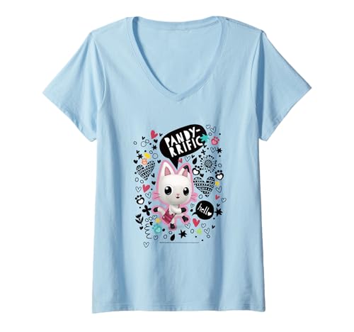 T-shirt Gabby's Dollhouse col V en coton doux pour le confort quotidien des fans