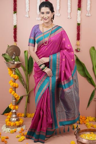 Image of SGF11 Women's Kanjivaram Pure Soft Silk Saree With Unstitched Blouse Piece