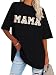 Baseball Mom Shirt Women Baseball Shirt Oversized Chenille Game Day Tops Sports Fan Gift Clothes Black