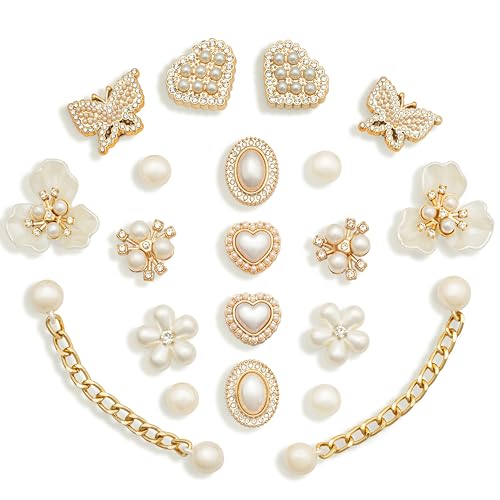 LOTUESAN Decorative Shoe Charms with Bling Chains Flowers Butterflies for Womens Shoes Wristbands Sandals Bracelets Bags Holiday Gift Accessories